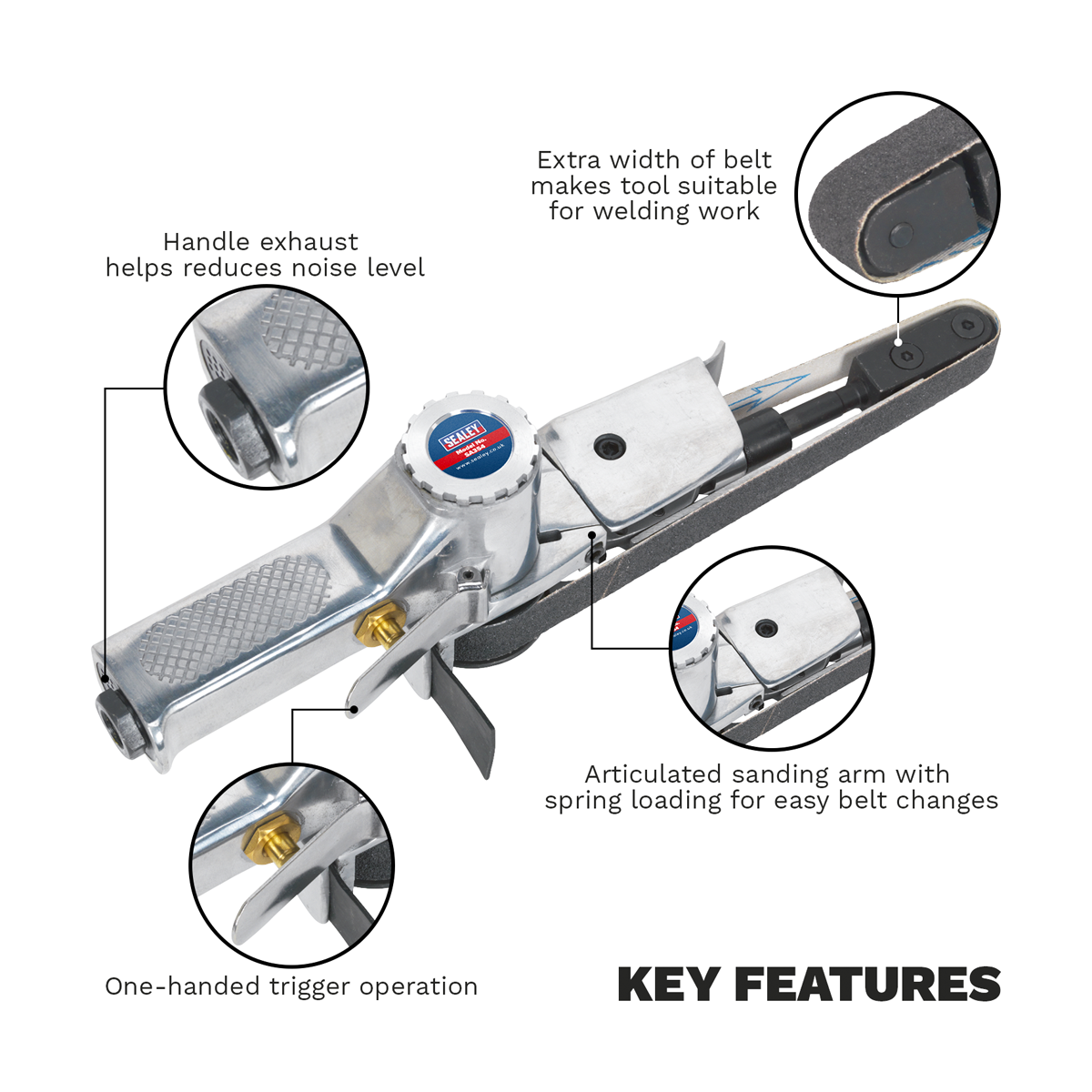 Sealey SA354 Air Belt Sander 20 x 520mm