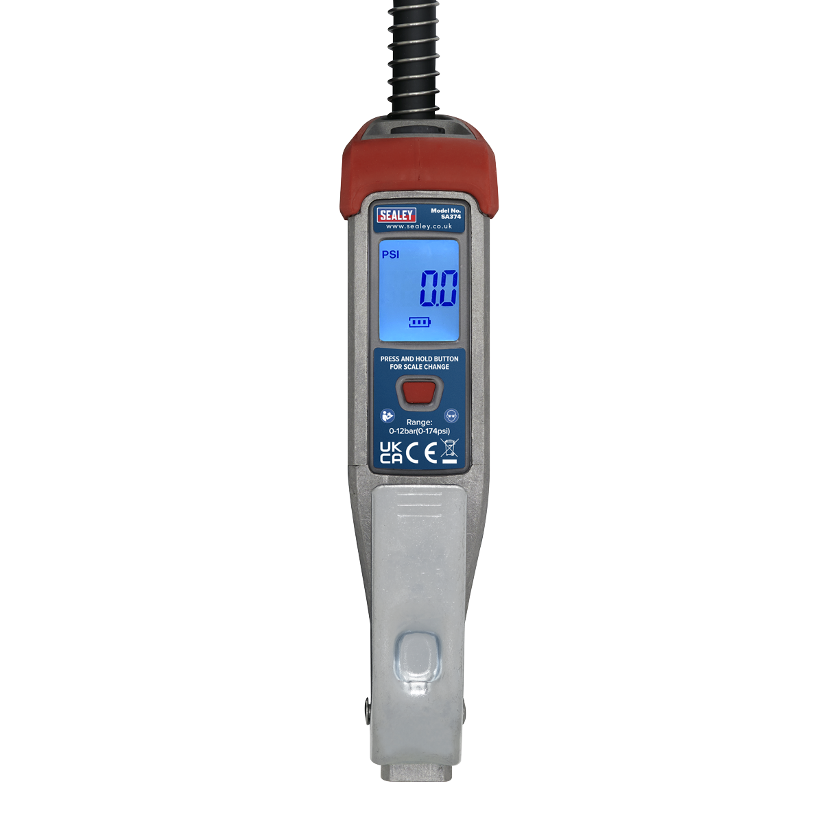 Sealey SA374 Digital Tyre Inflator with 0.5m Hose & Twin Push-On Connector