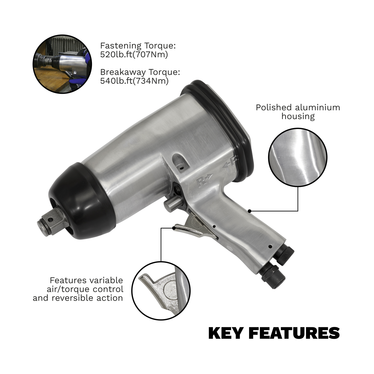 Sealey SA4 Air Impact Wrench 3/4"Sq Drive