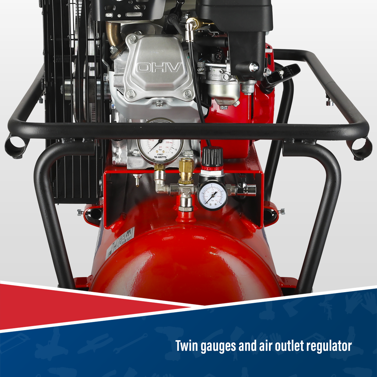 Sealey SA5055 50L Belt Drive Air Compressor with Petrol Engine 5.5hp
