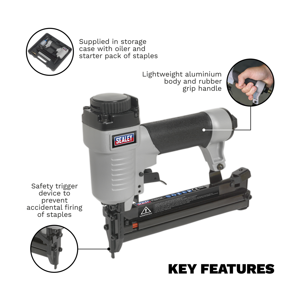 Sealey SA789 Air Staple Gun 13-32mm Capacity