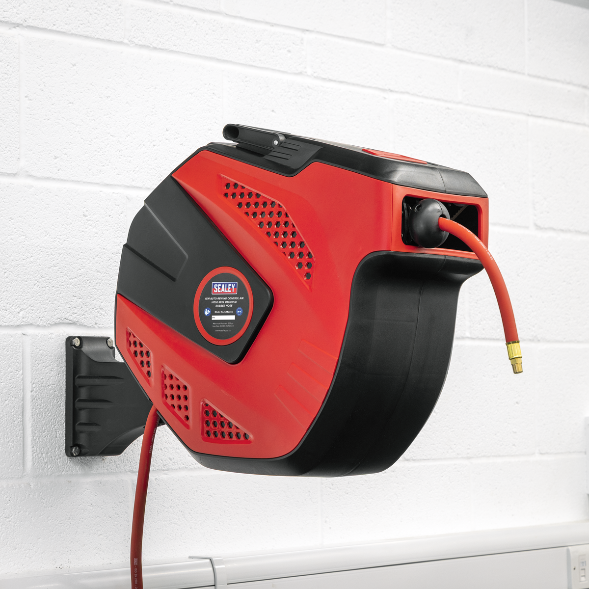 Sealey SA822 15m Auto-Rewind Control Rubber Air Hose Reel 10mm ID