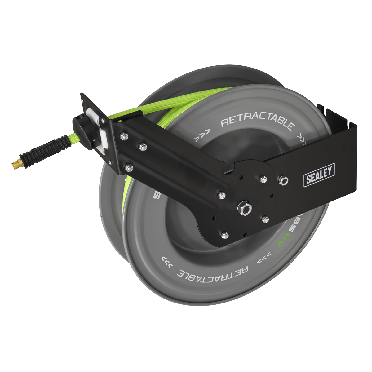 Sealey SA85HV 20m Retractable High-Visibility PVC Air Hose with Steel Reel 10mm ID