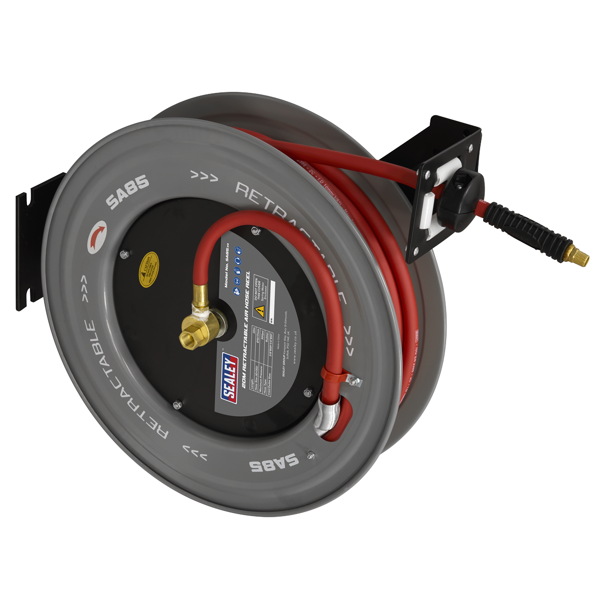 Sealey SA85 20m Retractable Rubber Air Hose with Steel Reel 10mm ID