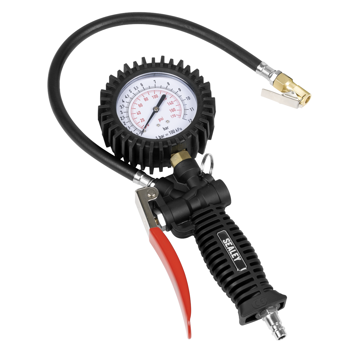 Sealey SA9302 Tyre Inflator with Pressure Gauge and Clip-On Connector