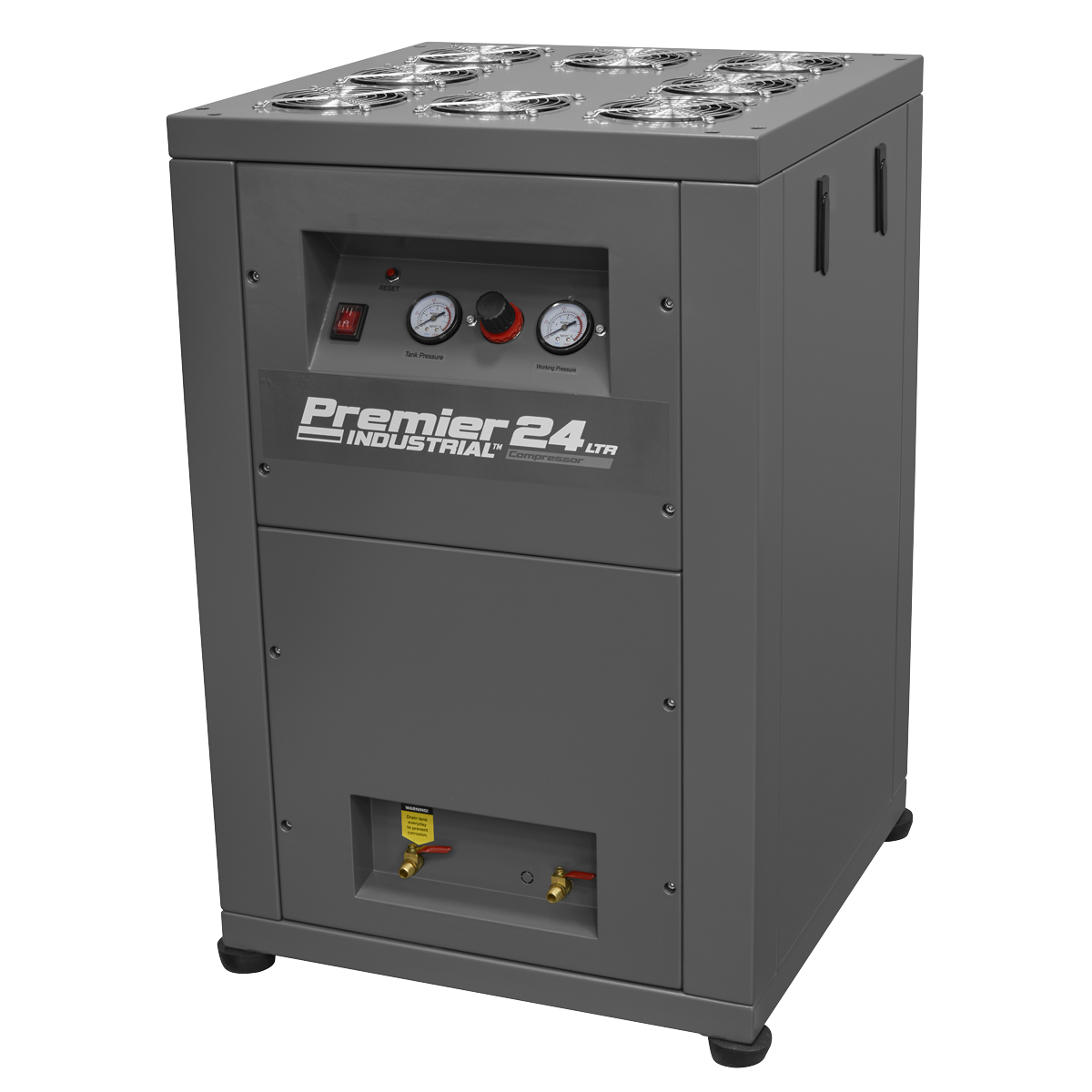 Premier Industrial SAC01VLN 24L Oil Free Low Noise Direct Drive Air Compressor 3hp