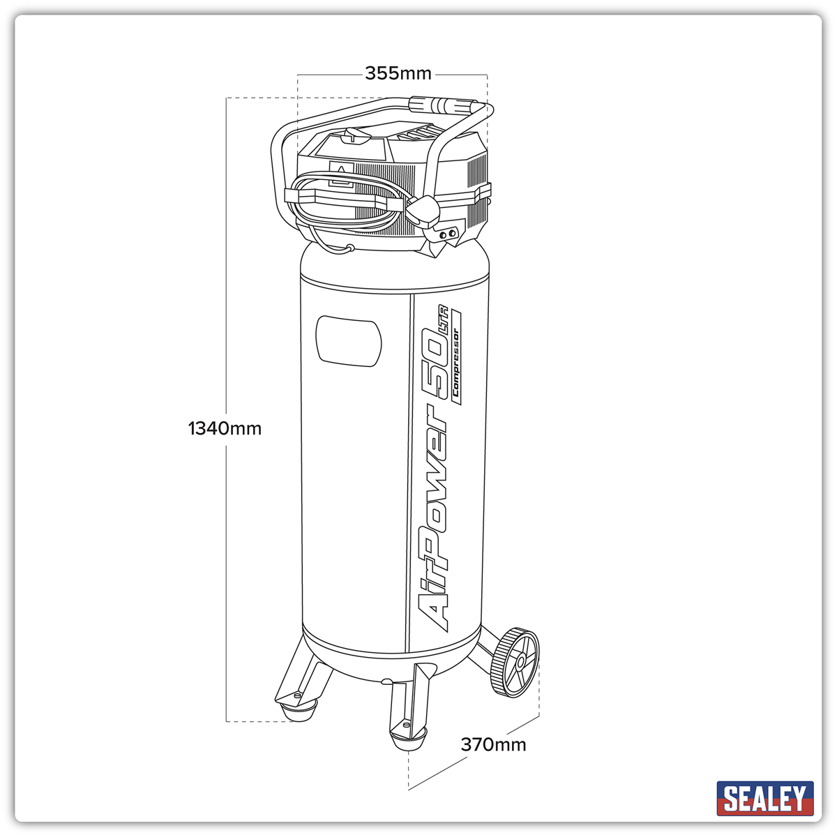 Sealey SAC05020 50L Oil Free Belt Drive Compressor 2hp