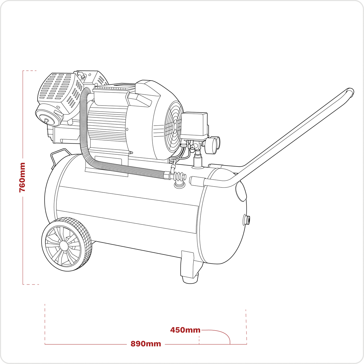 Sealey SAC10030VE 100L V-Twin Direct Drive Air Compressor 3hp