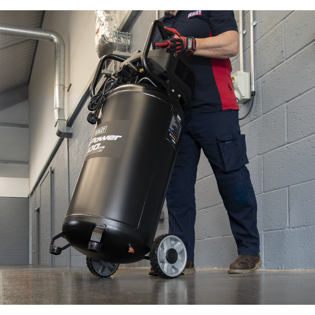 Sealey SAC100V 100L Oil Free Belt Drive Vertical Compressor 2.5hp