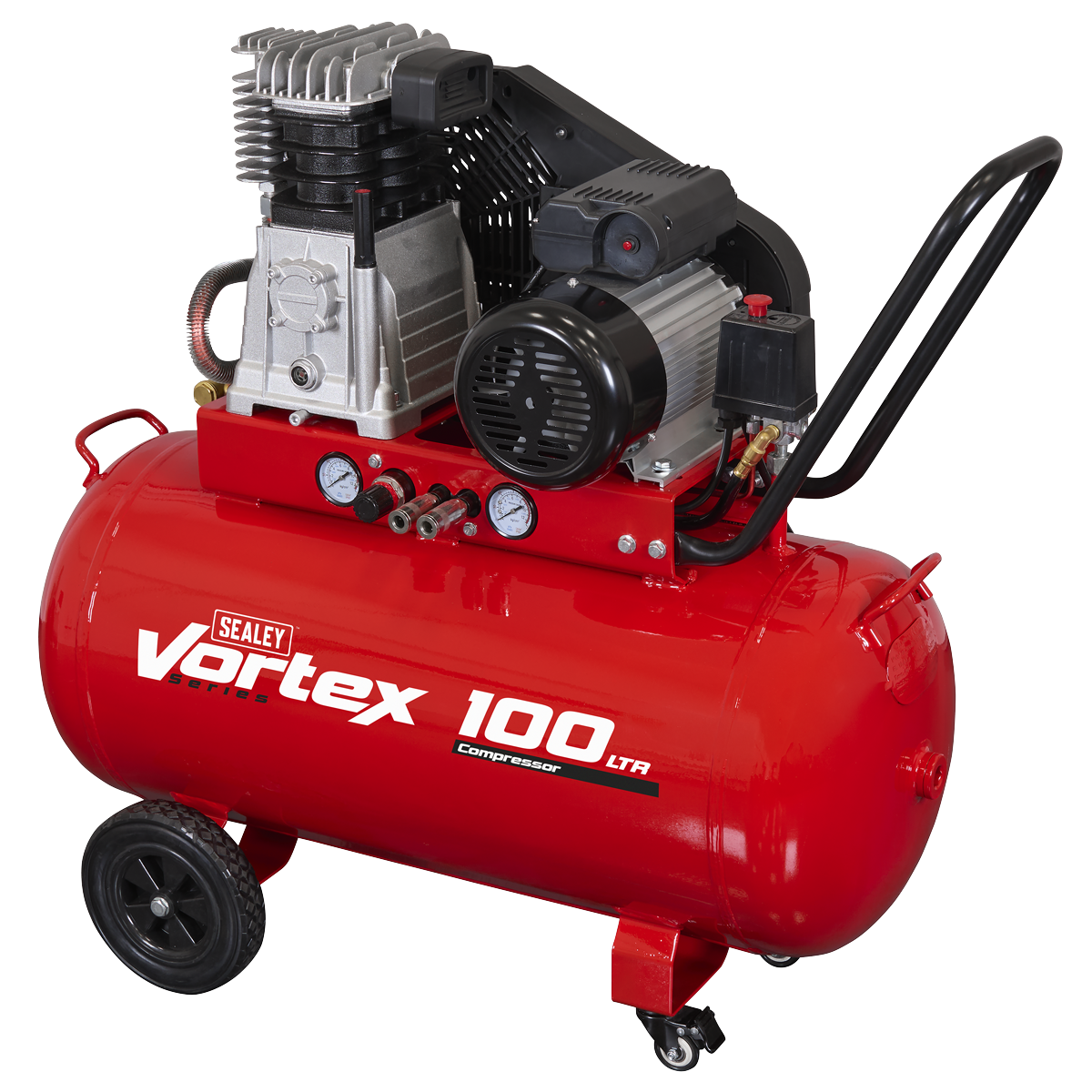 Sealey SAC1103B 100L Belt Drive Air Compressor with Cast Cylinders & Wheels 3.5hp