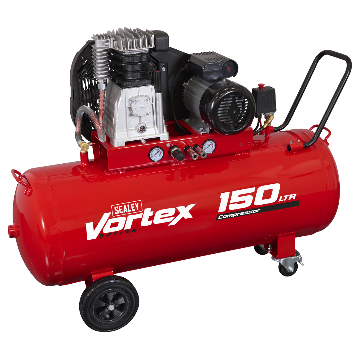 Sealey SAC1153B 150L Belt Drive Air Compressor with Cast Cylinders & Wheels 3.5hp