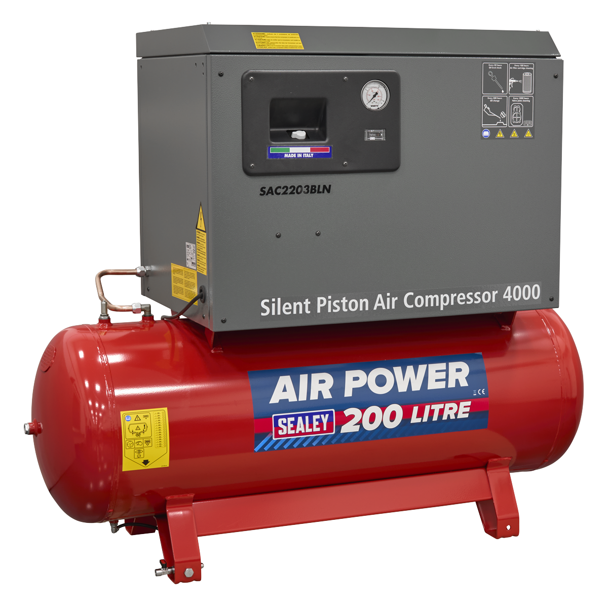 Sealey SAC2203BLN 200L Low Noise Belt Drive Air Compressor with Cast Cylinders 3hp