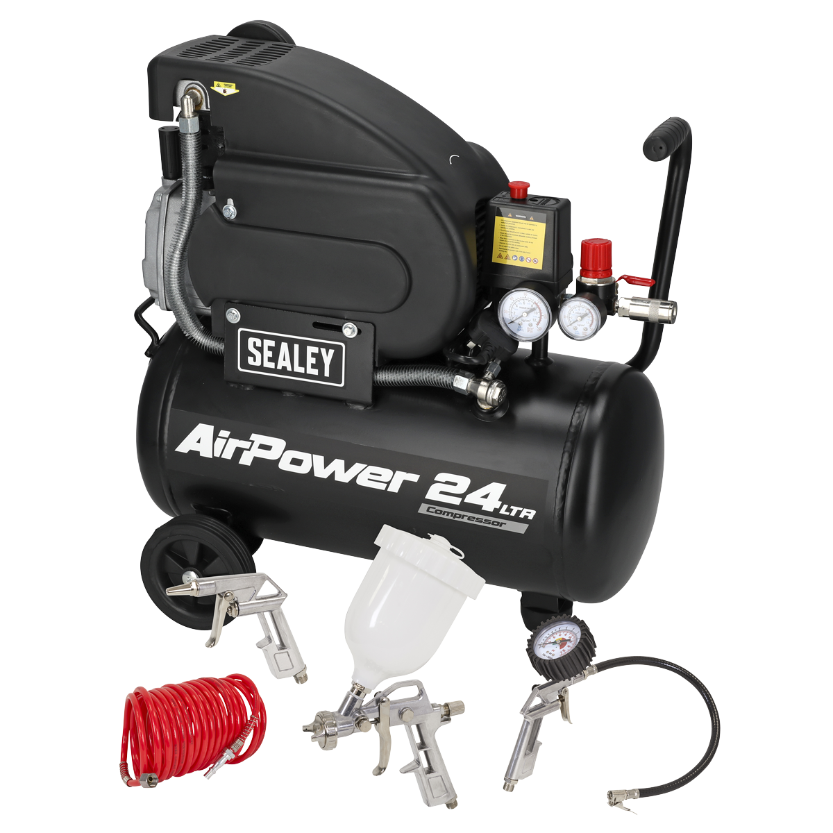 Sealey SAC2420APK 24L Direct Drive Air Compressor 2hp with 4pc Air Accessory Kit