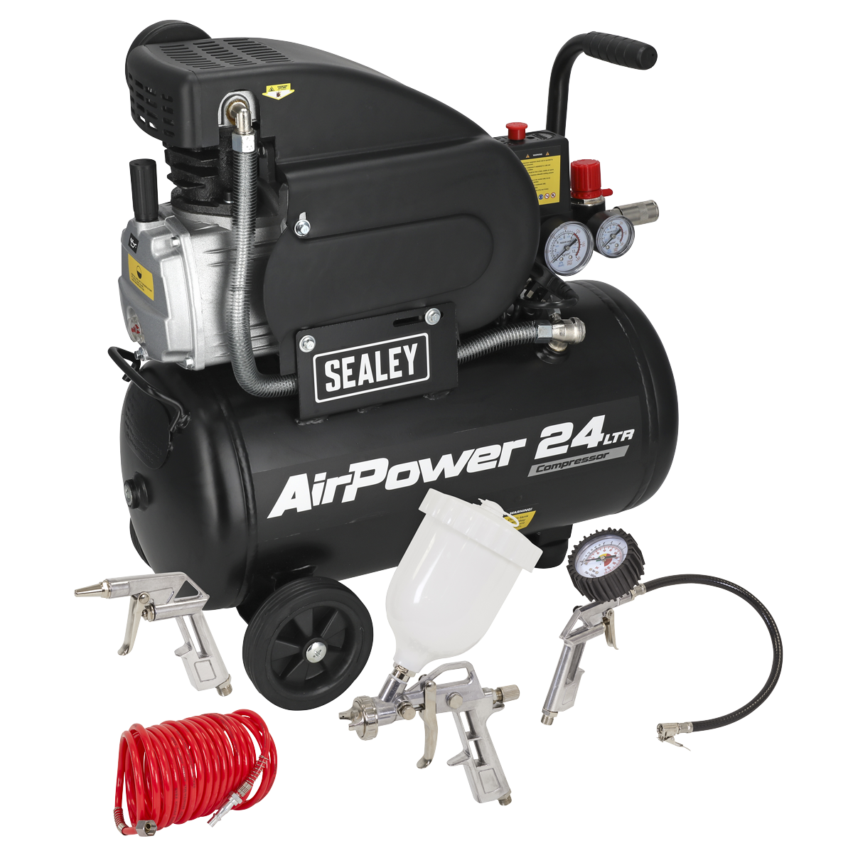 Sealey SAC2420APK 24L Direct Drive Air Compressor 2hp with 4pc Air Accessory Kit