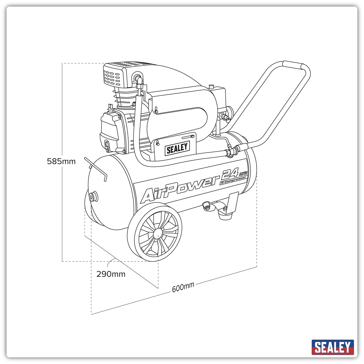 Sealey SAC2420E110V 24L Direct Drive Air Compressor 2hp 110V