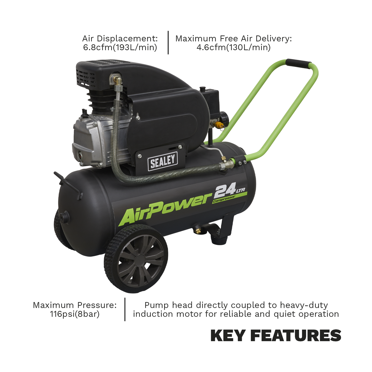 Sealey SAC2420E 24L Direct Drive Air Compressor 2hp