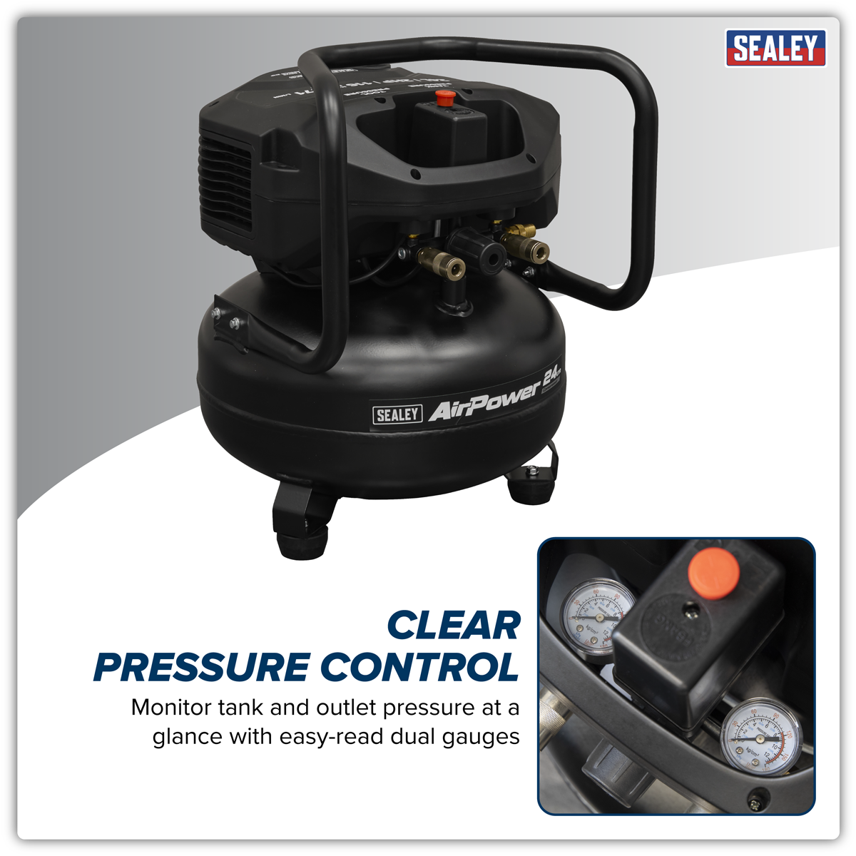 Sealey SAC24V 24L Oil Free Belt Drive Vertical Compressor 2hp