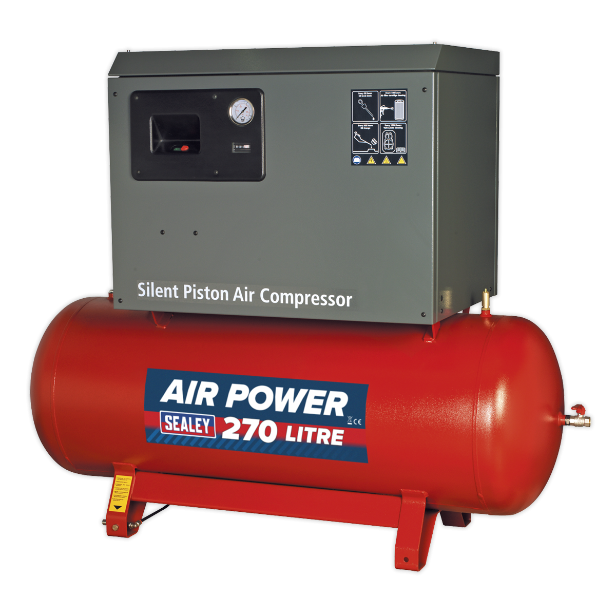 Sealey SAC42755BLN 270L Low Noise Belt Drive Air Compressor with Cast Cylinders 5.5hp 2-Stage