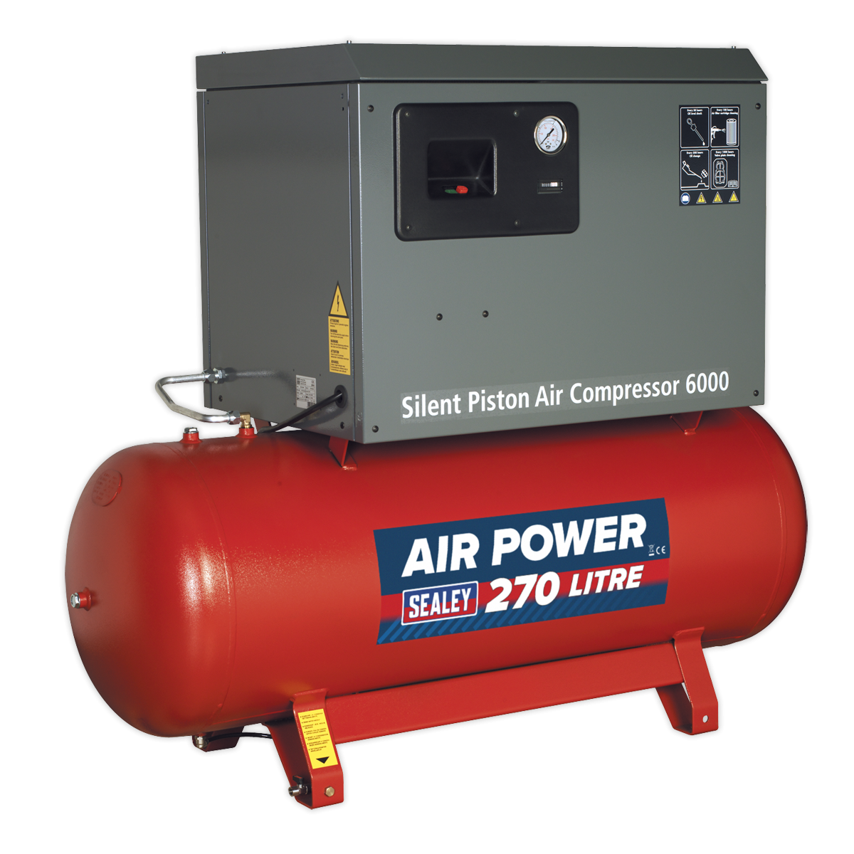 Sealey SAC42755BLN 270L Low Noise Belt Drive Air Compressor with Cast Cylinders 5.5hp 2-Stage