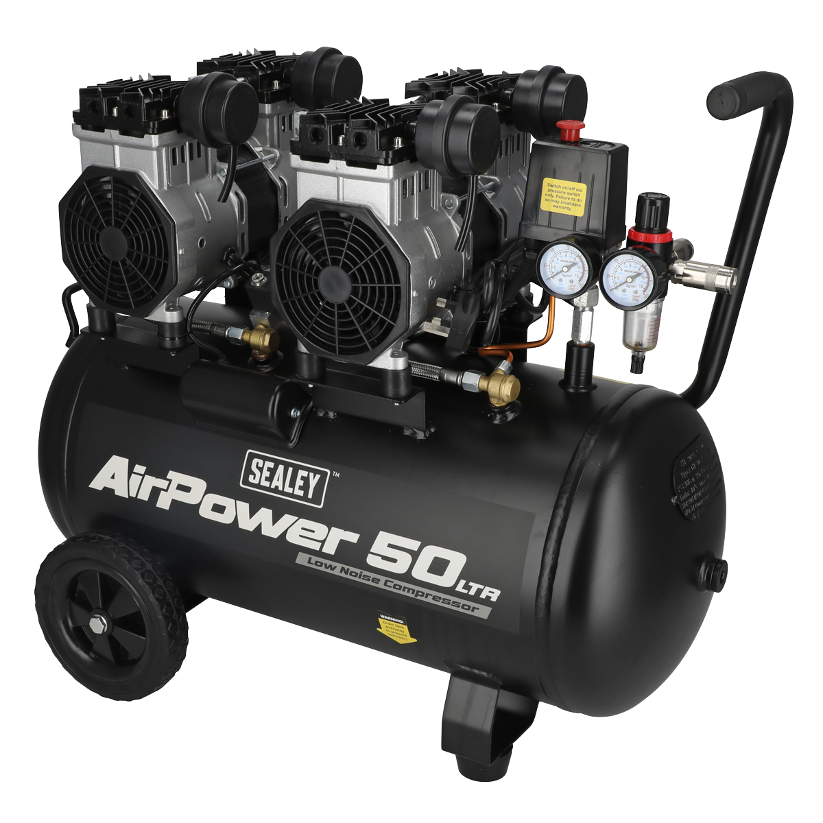 Sealey SAC5001S 50L Low Noise Oil Free Direct Drive Air Compressor 2 x 2hp