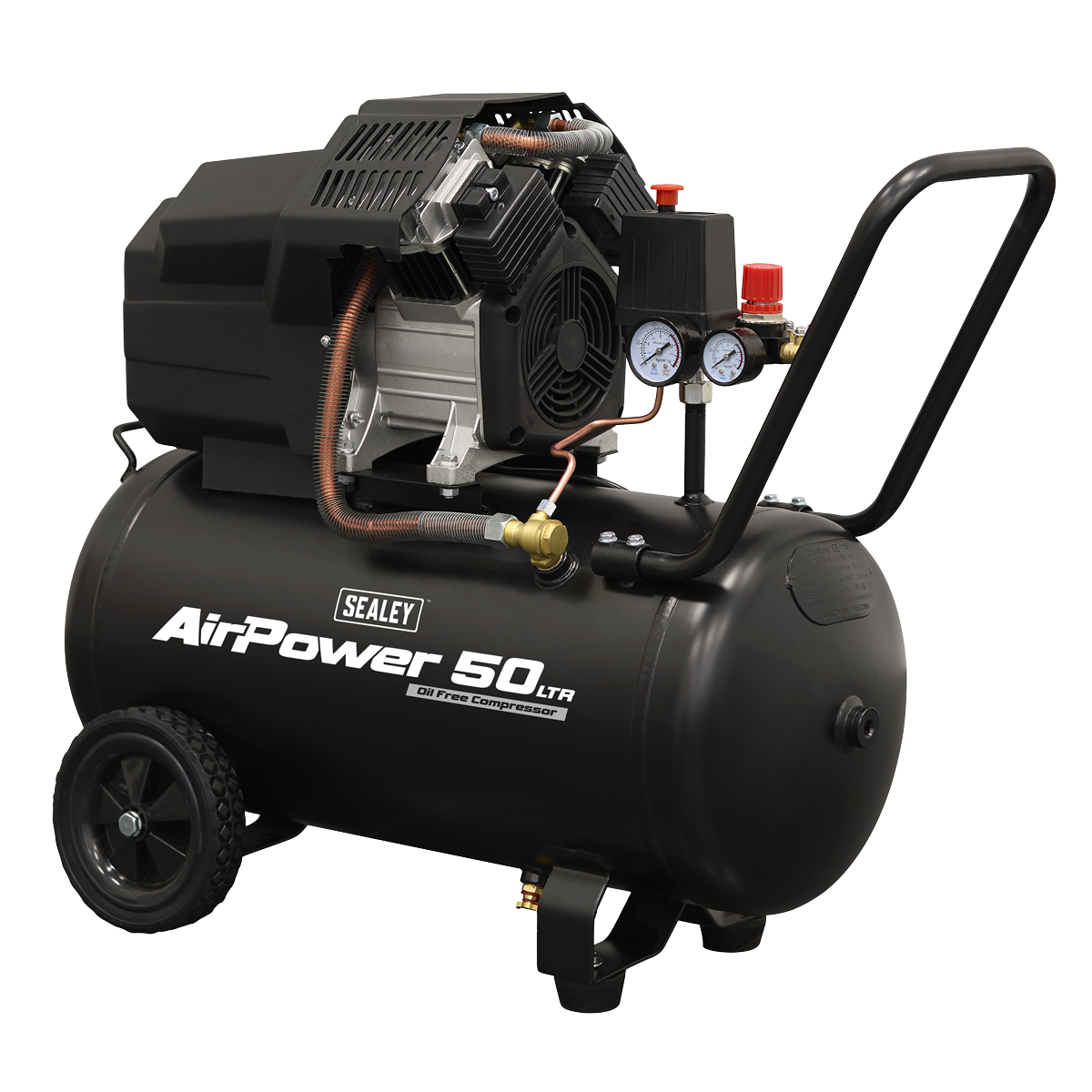 Sealey SAC5002 50L Oil Free V-Twin Direct Drive Air Compressor 3hp