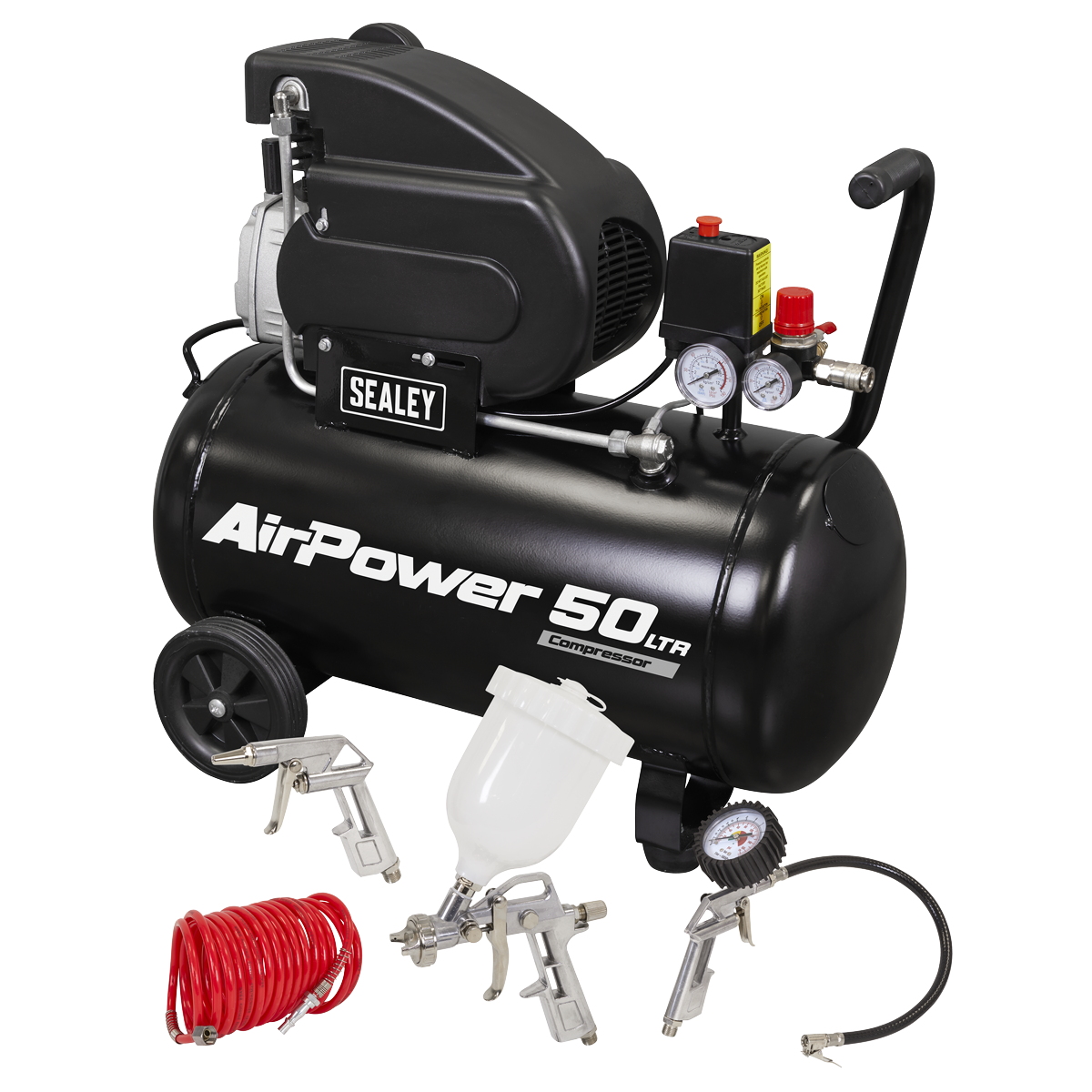 Sealey SAC5020APK 50L Direct Drive Air Compressor 2hp with 4pc Air Accessory Kit