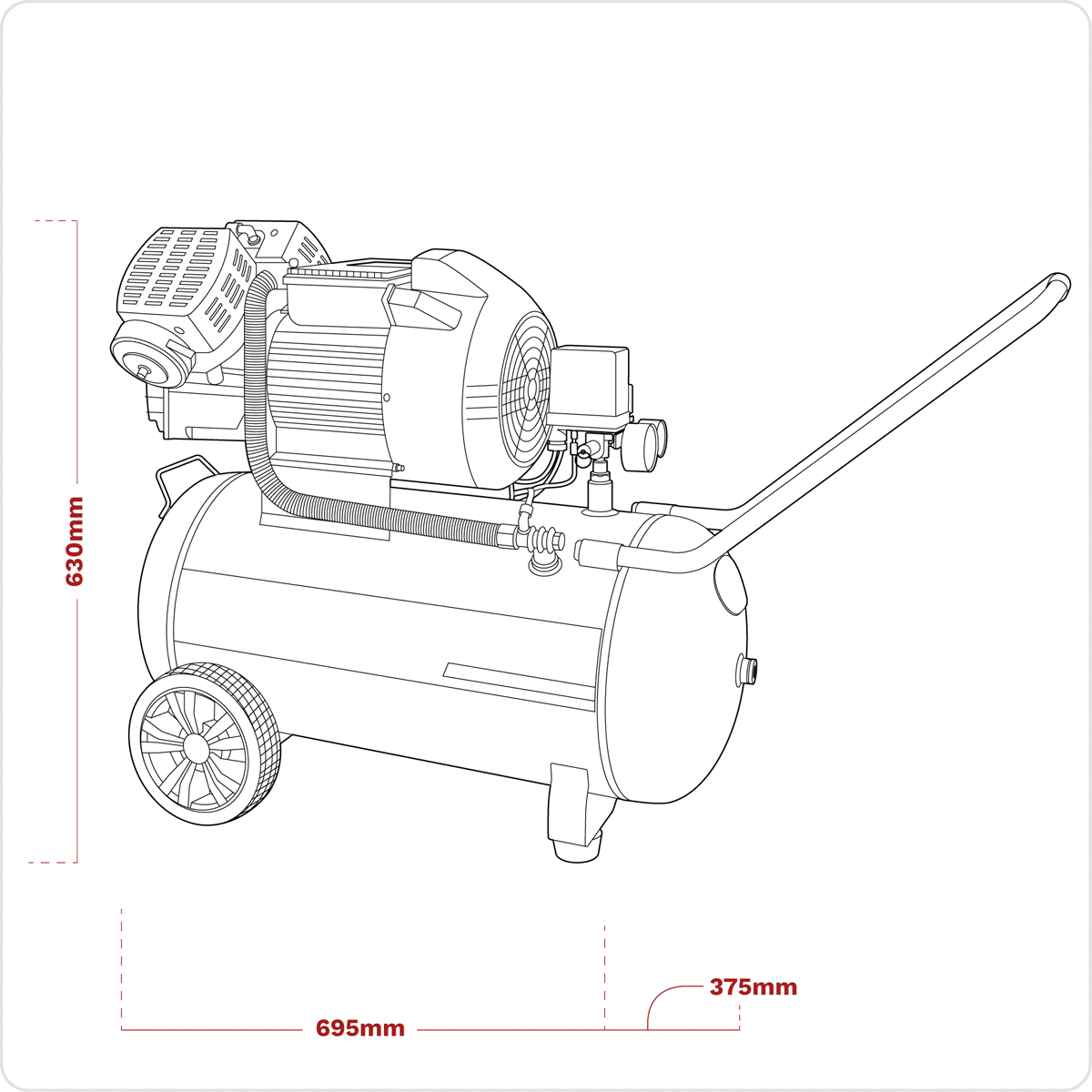 Sealey SAC5030VE 50L V-Twin Direct Drive Air Compressor 3hp