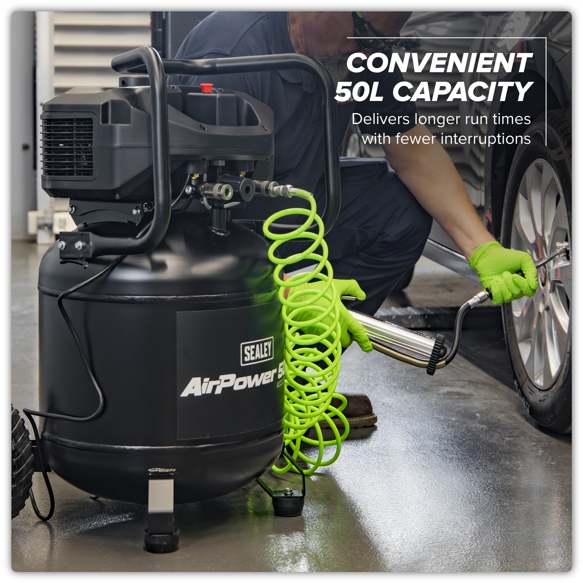 Sealey SAC50V 50L Oil Free Belt Drive Vertical Compressor 2hp