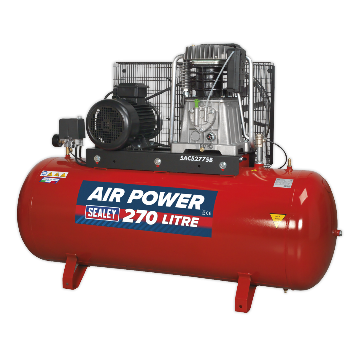 Sealey SAC52775B 270L Belt Drive Air Compressor with Cast Cylinders 7.5hp 2-Stage