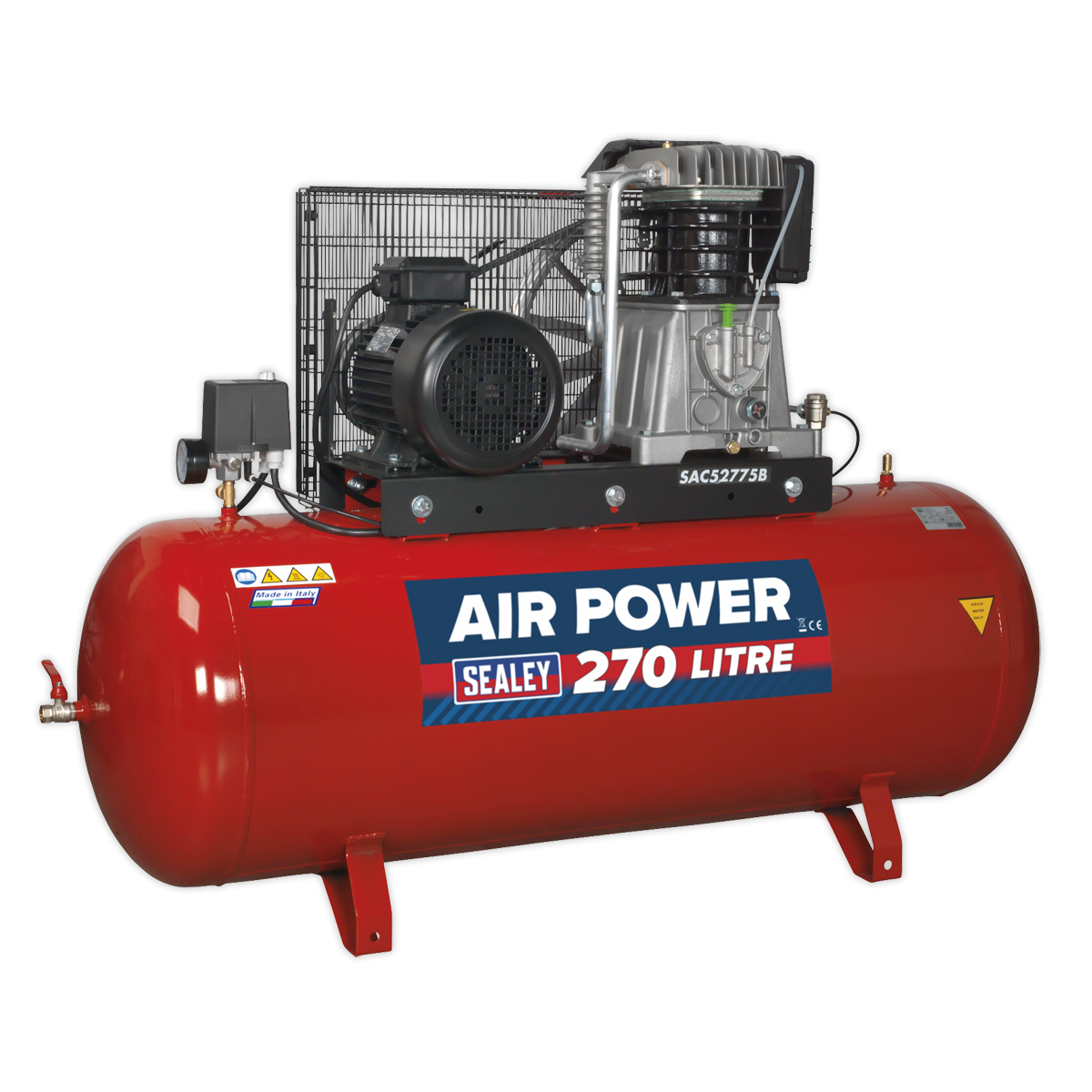 Sealey SAC52775B 270L Belt Drive Air Compressor with Cast Cylinders 7.5hp 2-Stage