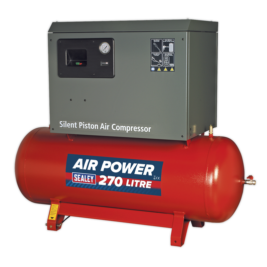 Sealey SAC72775BLN 270L Low Noise Belt Drive Air Compressor with Cast Cylinders 7.5hp 2-Stage