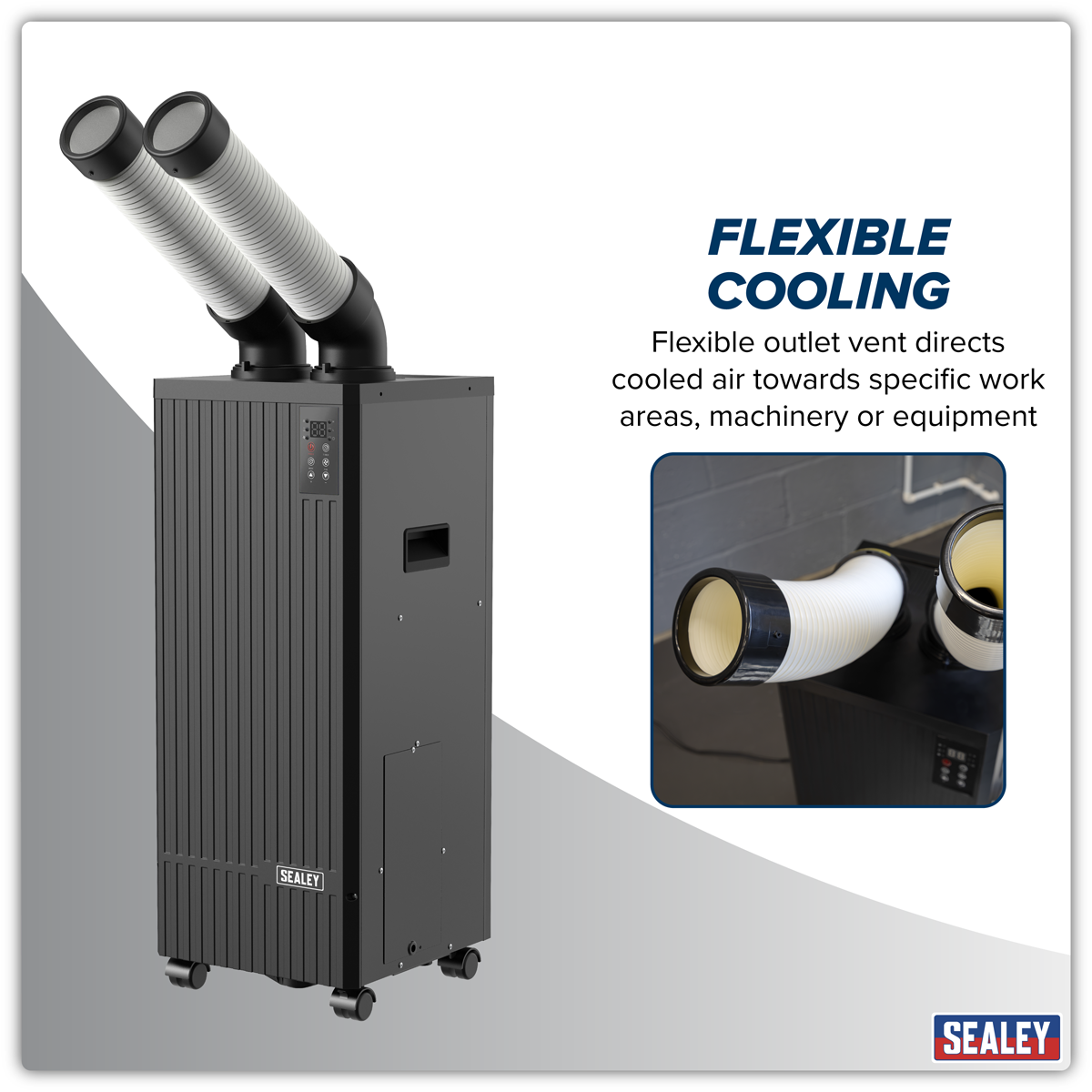 Sealey SAC8500 Industrial Spot Cooler Air Conditioner/Dehumidifier/Air Cooler 8,500Btu/hr (2.5kW)