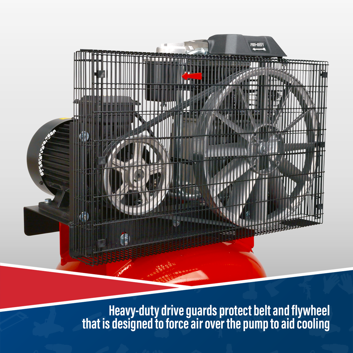 Sealey SACV52775B 270L Vertical Belt Drive Air Compressor with Cast Cylinders 7.5hp 2-Stage