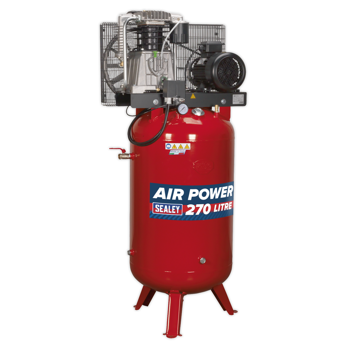 Sealey SACV52775B 270L Vertical Belt Drive Air Compressor with Cast Cylinders 7.5hp 2-Stage