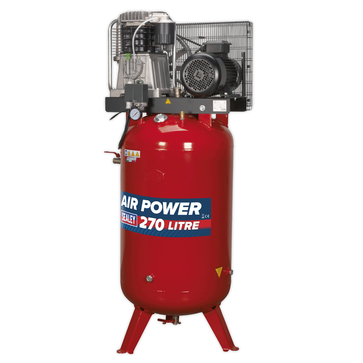 Sealey SACV52775B 270L Vertical Belt Drive Air Compressor with Cast Cylinders 7.5hp 2-Stage
