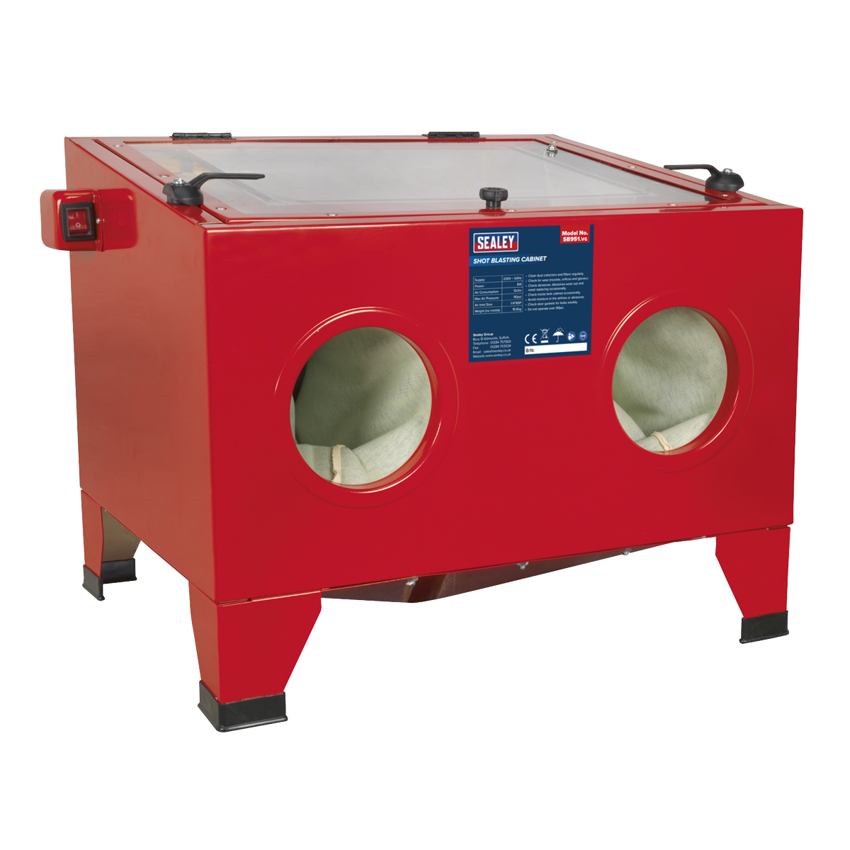 Sealey SB951 Shot Blasting Cabinet with Gun 640 x 490 x 490mm