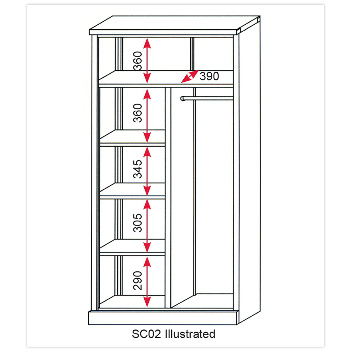 Sealey SC02 Floor Cabinet 2 Door 4 Shelf & Hanging Rail