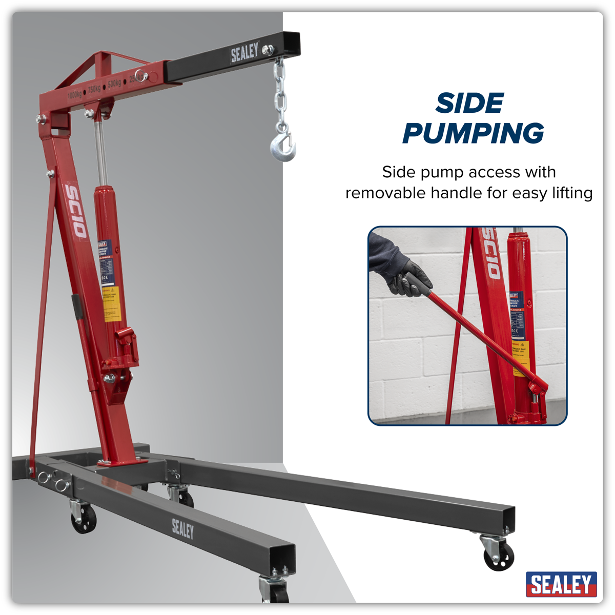 Sealey SC10 KD' Type Folding Engine Crane 1 Tonne