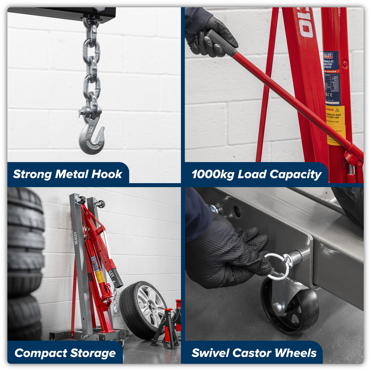 Sealey SC10 KD' Type Folding Engine Crane 1 Tonne