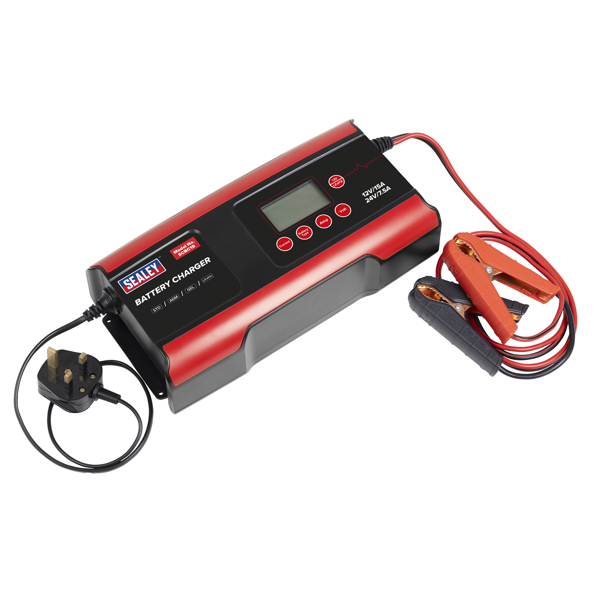 Sealey SCBC15 12/24V Compact Smart Battery Charger & Maintainer 15A