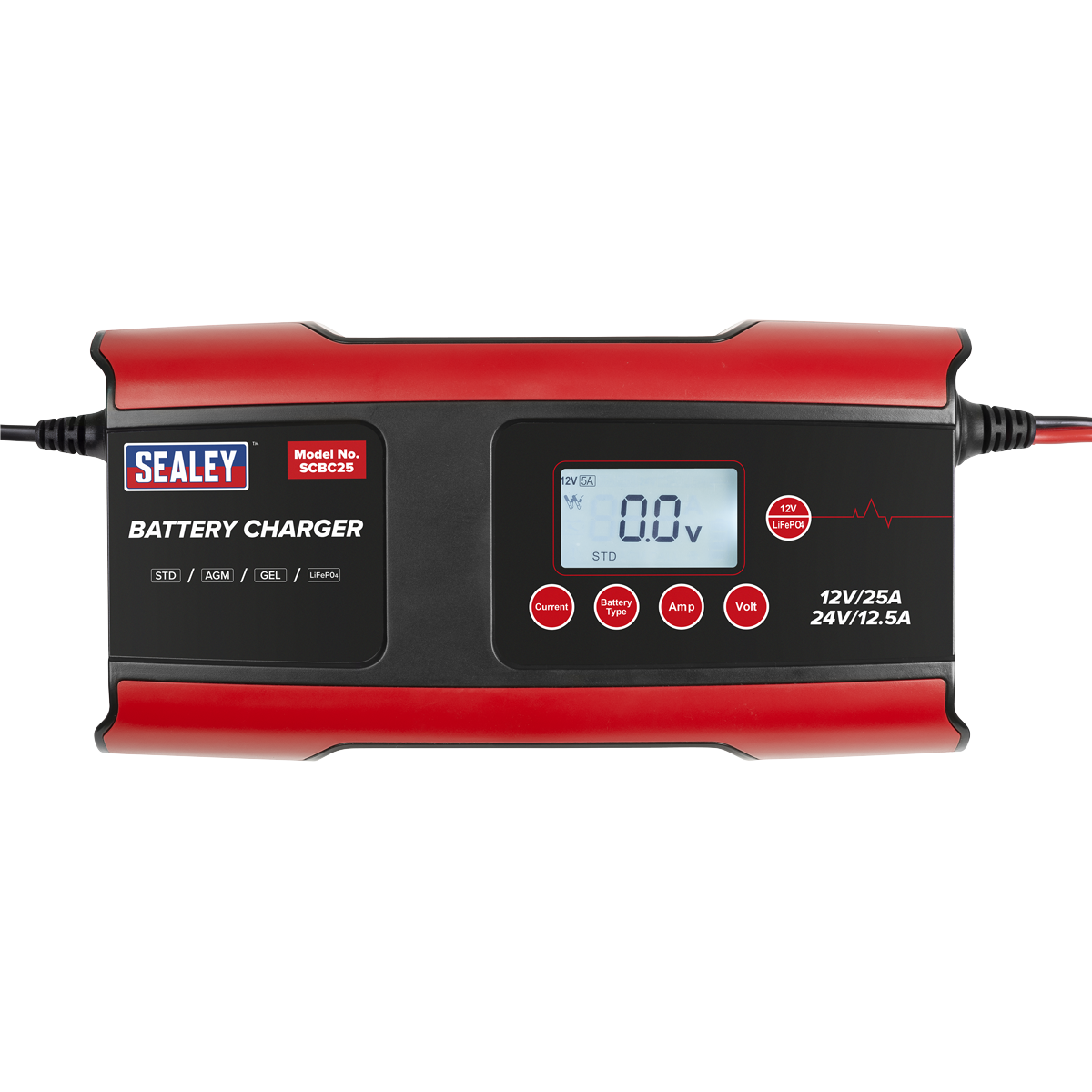 Sealey SCBC25 12/24V Compact Smart Battery Charger and Maintainer 25A