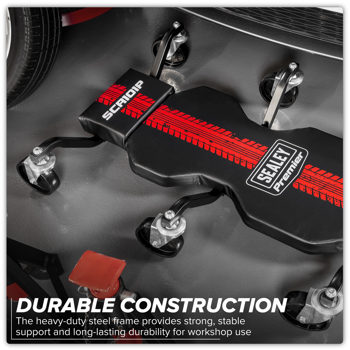 Premier SCR101P Steel Creeper with 6 Rough Ground 5" Wheels & Headrest