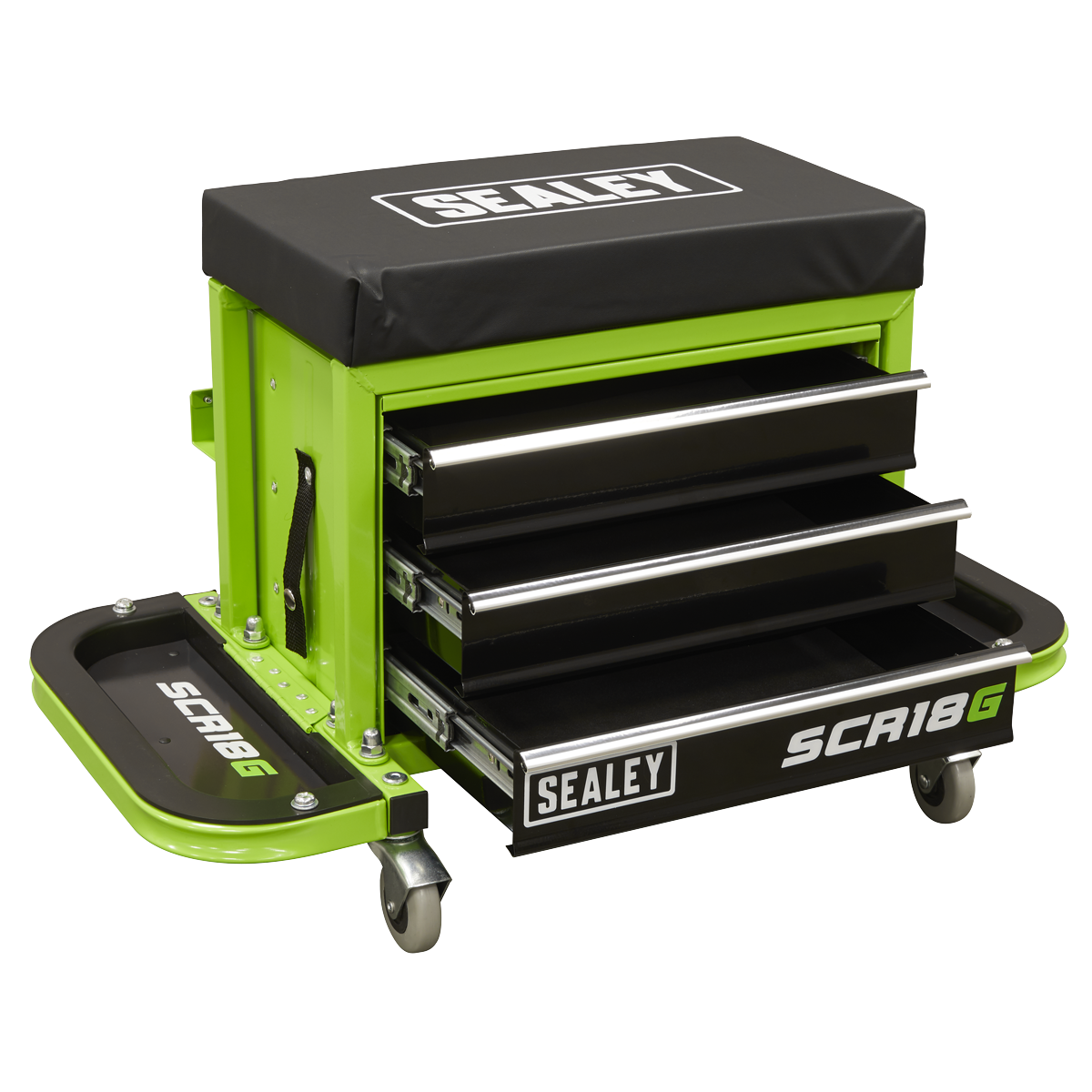 Sealey SCR18G Mechanic's Utility Seat & Toolbox - Green