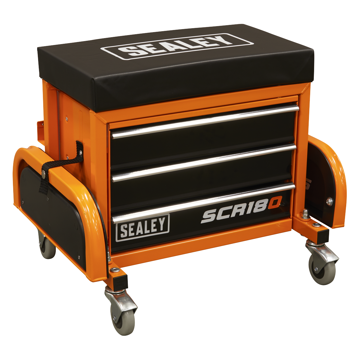 Sealey SCR18O Mechanic's Utility Seat & Toolbox - Orange