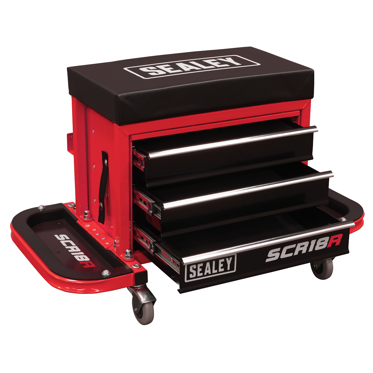 Sealey SCR18R Mechanic's Utility Seat & Toolbox - Red