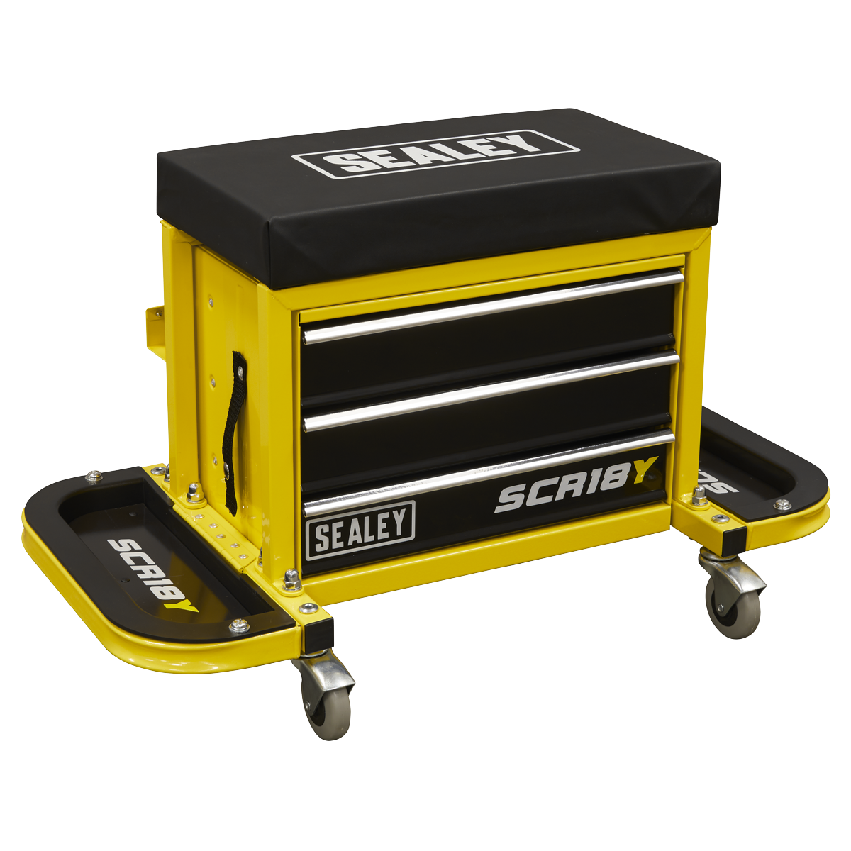 Sealey SCR18Y Mechanic's Utility Seat & Toolbox - Yellow