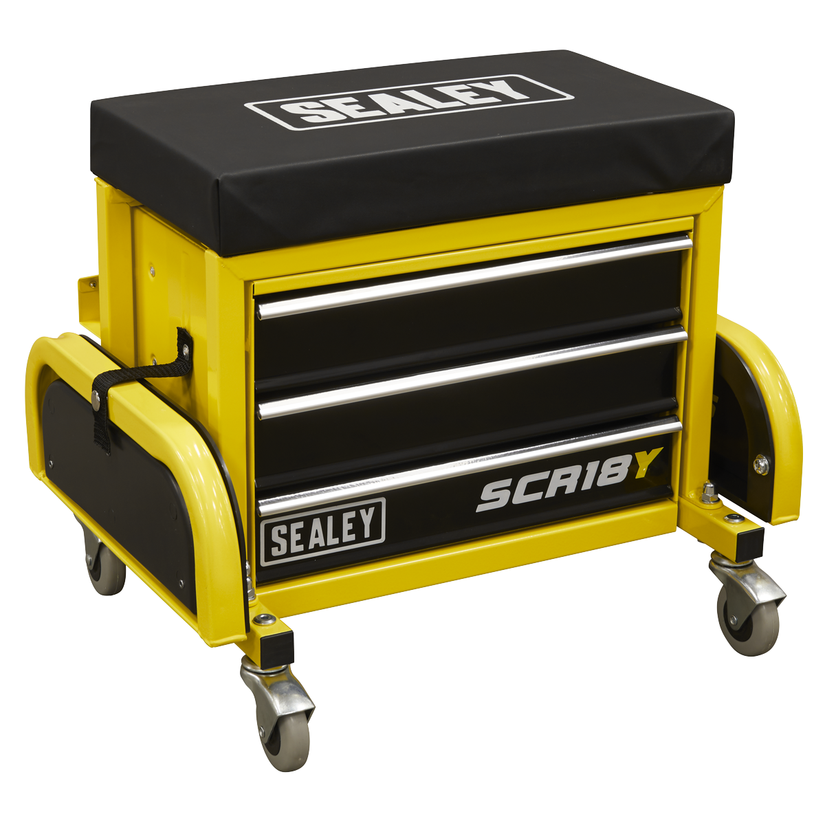 Sealey SCR18Y Mechanic's Utility Seat & Toolbox - Yellow