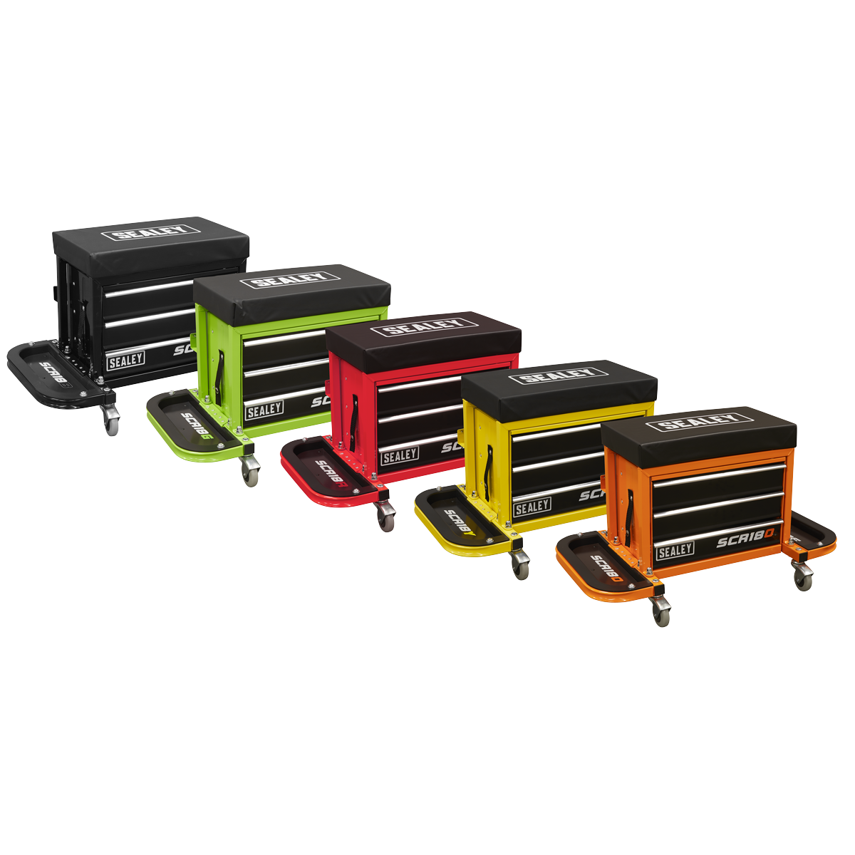 Sealey SCR18Y Mechanic's Utility Seat & Toolbox - Yellow