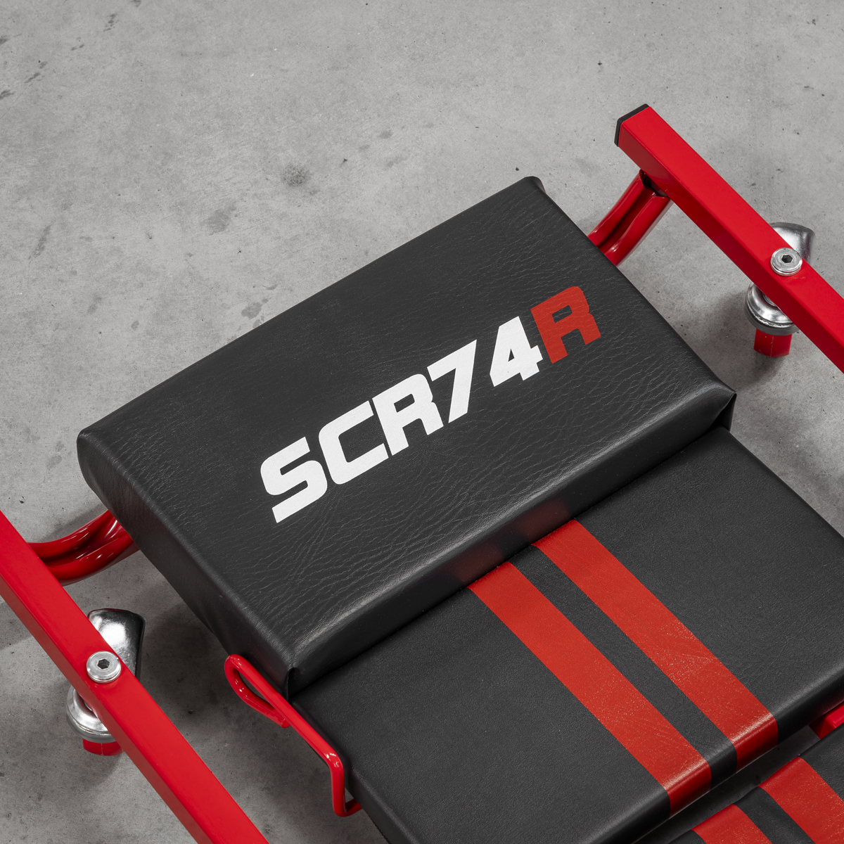 Sealey SCR74 American-Style Deluxe Creeper with Steel Frame, 6 Wheels & Adjustable Headrest 40"