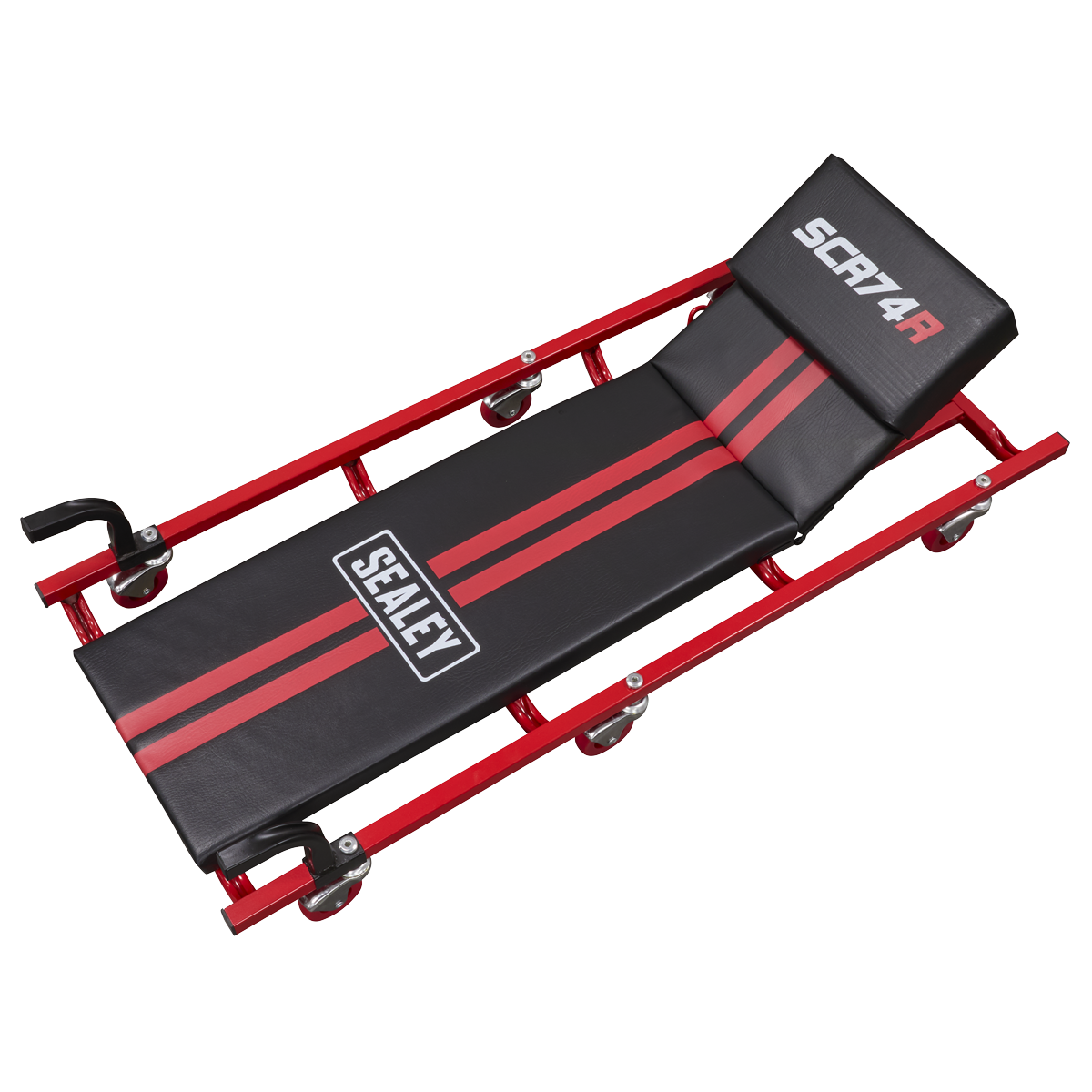 Sealey SCR74 American-Style Deluxe Creeper with Steel Frame, 6 Wheels & Adjustable Headrest 40"